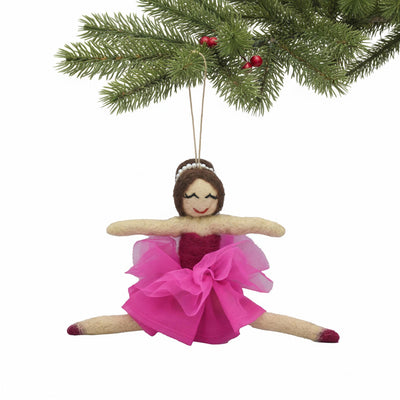 Ballerina Felt Christmas Ornament, Brunette