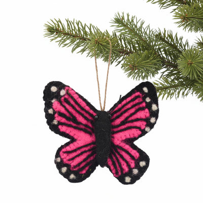 Butterfly Felt Christmas Ornament, Pink