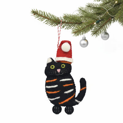 Black Calico Cat Felt Christmas Ornament