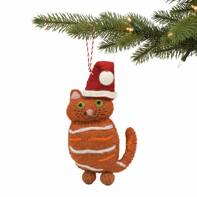 New Ginger Cat Felt Christmas Ornament