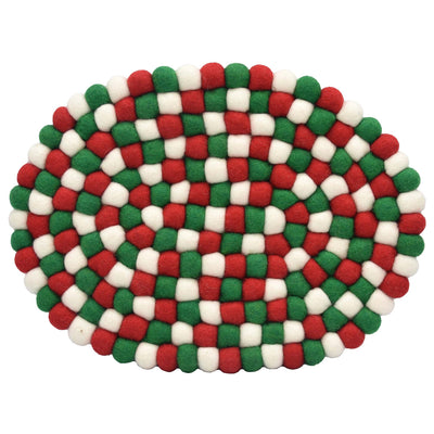 Global Crafts Felt Casserole Trivet, Classic Christmas – Handmade Eco-Friendly Felt Décor, Fair Trade, Sustainably Made by Artisans