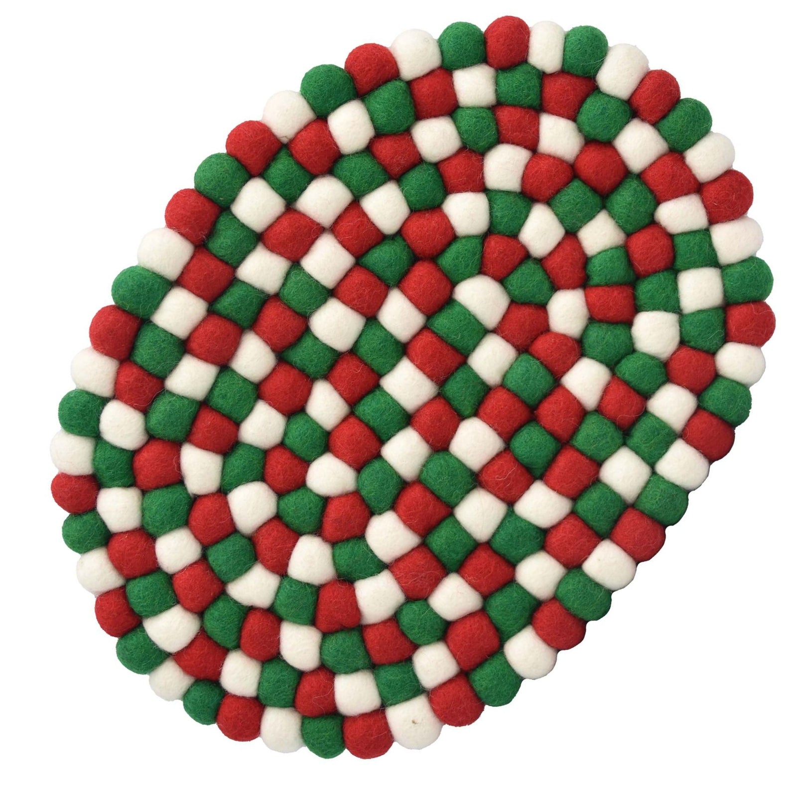 Global Crafts Felt Casserole Trivet, Classic Christmas – Handmade Eco-Friendly Felt Décor, Fair Trade, Sustainably Made by Artisans