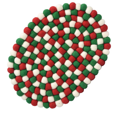 Global Crafts Felt Casserole Trivet, Classic Christmas – Handmade Eco-Friendly Felt Décor, Fair Trade, Sustainably Made by Artisans