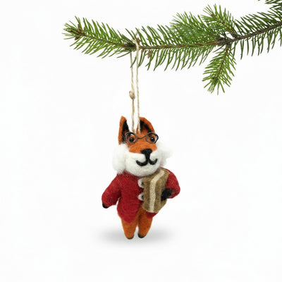 Foxy Scholar Felt Christmas Ornament