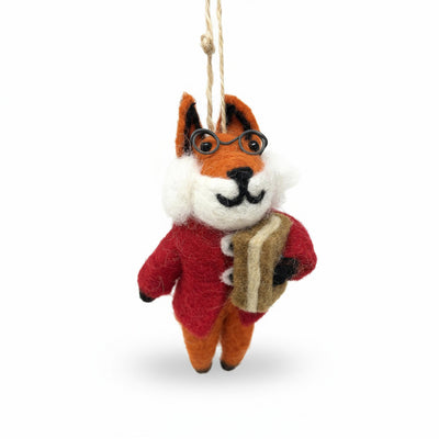 Foxy Scholar Felt Christmas Ornament