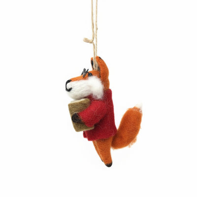 Foxy Scholar Felt Christmas Ornament