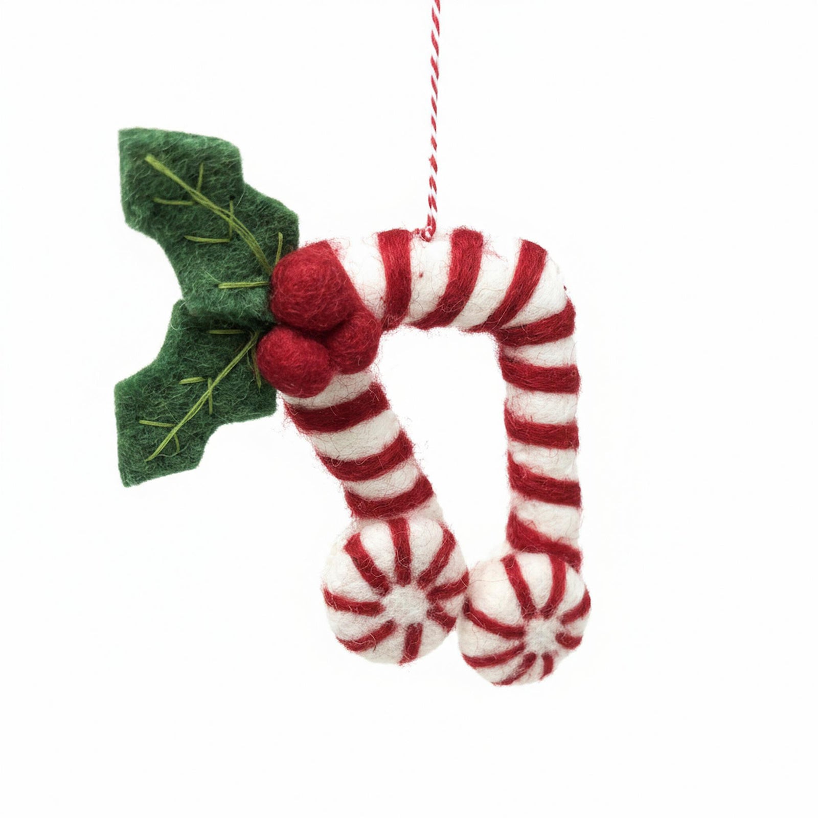 Candy Cane 8th Notes Felt Christmas Ornament