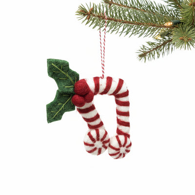Candy Cane 8th Notes Felt Christmas Ornament