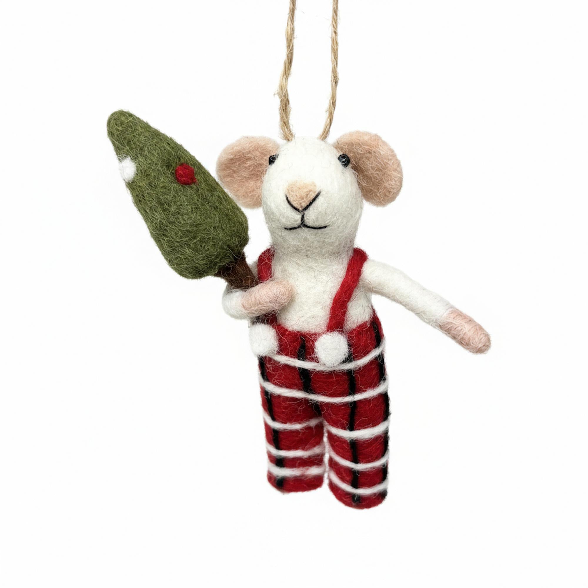 Tommy Tartan Mouse Felt Christmas Ornament