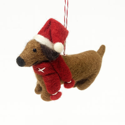 Daschund Felt Christmas Ornament