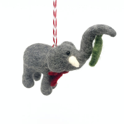 Elephant and Misletoe Felt Christmas Ornament