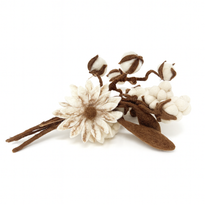Scandi Felt Cotton Arrangement – Simple Wool Bouquet for Modern Living