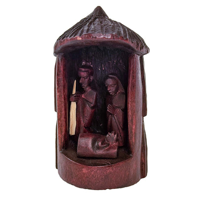 Hand-carved  Olive Wood Hut Nativity Set from Kenya