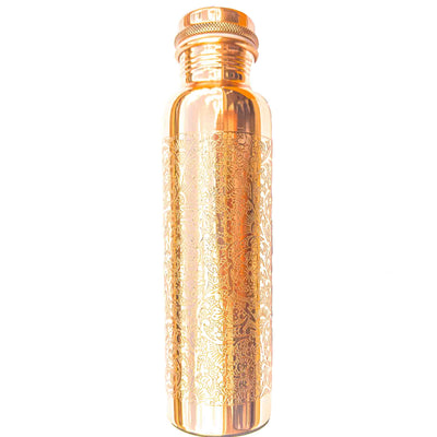 Copper Water Bottle - Etched