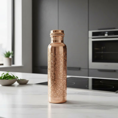 Copper Water Bottle - Etched