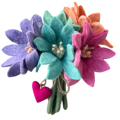 Spring Maya Felt Flower Bouquet – Handmade Wool Flowers in Soft Pastel Tones