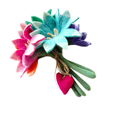 Spring Maya Felt Flower Bouquet – Handmade Wool Flowers in Soft Pastel Tones