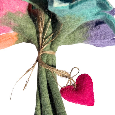 Light-Kissed Petals Felt Flower Bouquet – Handmade Wool Flowers in Soft Spring Hues