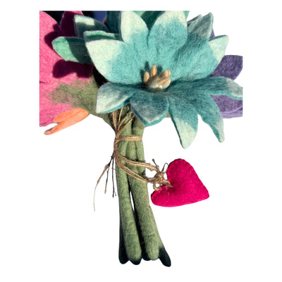 Light-Kissed Petals Felt Flower Bouquet – Handmade Wool Flowers in Soft Spring Hues