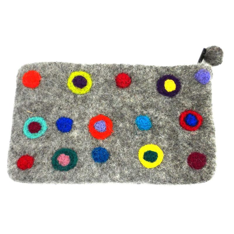 Felt Pouch: 8 x 4.5, Polka Dots