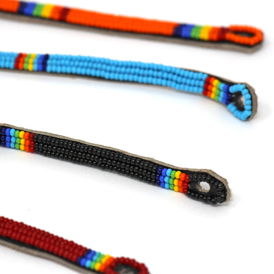 Maasai Bead Unisex Leather Wrap Bracelet, Set of 4