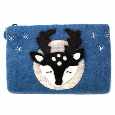Starry Stag Felt Zipper Pouch