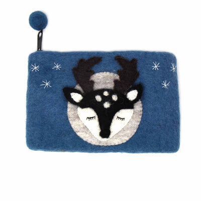 Starry Stag Felt Zipper Pouch