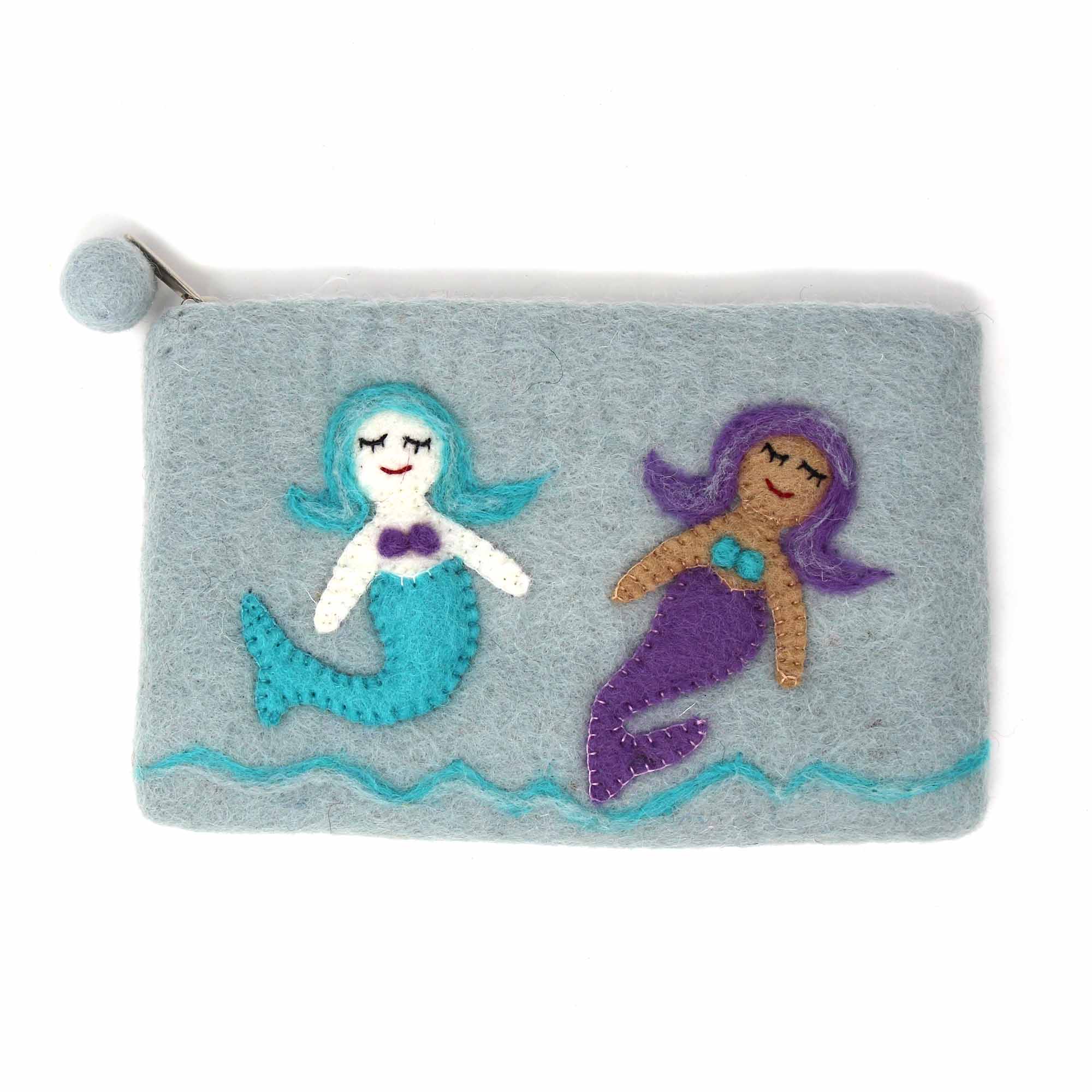 Mermaid Friends Felt Zipper Pouch