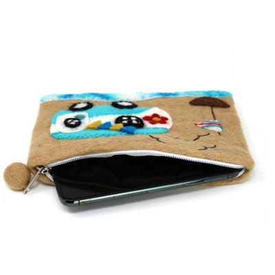 Happy Camper Van Felt Zipper Pouch