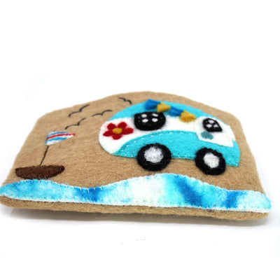 Happy Camper Van Felt Zipper Pouch
