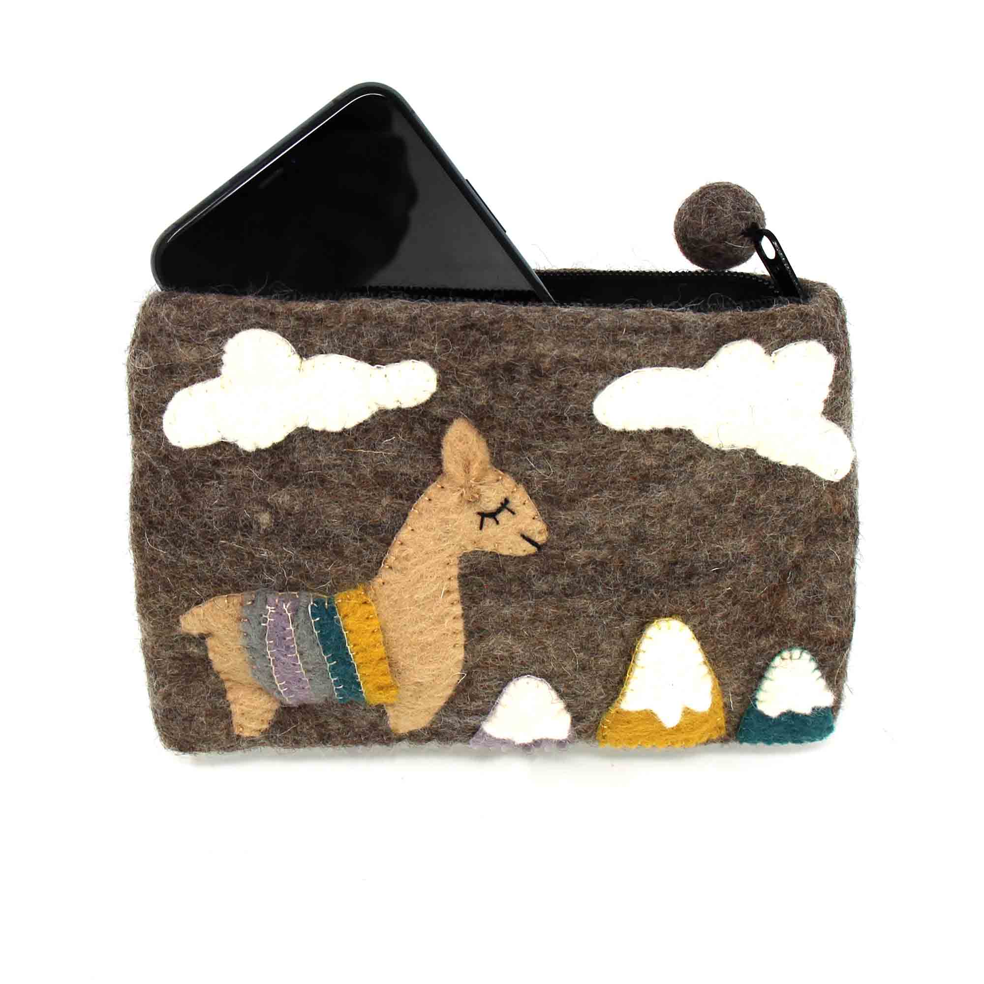 Llama Adventures Felt Zipper Pouch