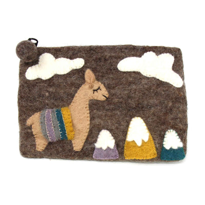 Llama Adventures Felt Zipper Pouch