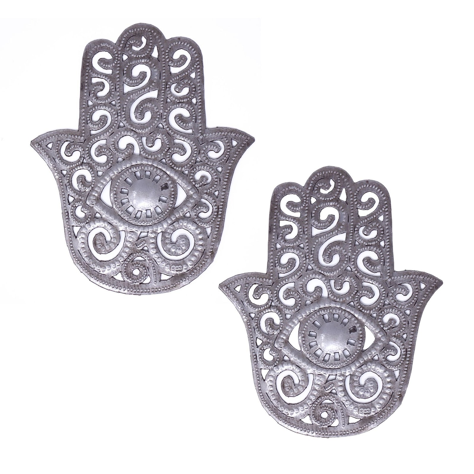 Hamsa Hand Haitian Metal Wall Art, Set of 2