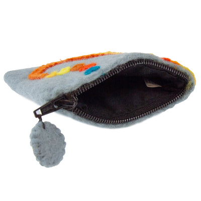 Handcrafted Elephant Felt Coin Zipper Pouch