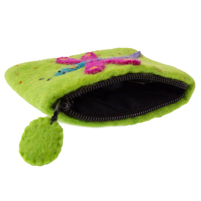 Handcrafted Dragonfly Felt Coin Zipper Pouch