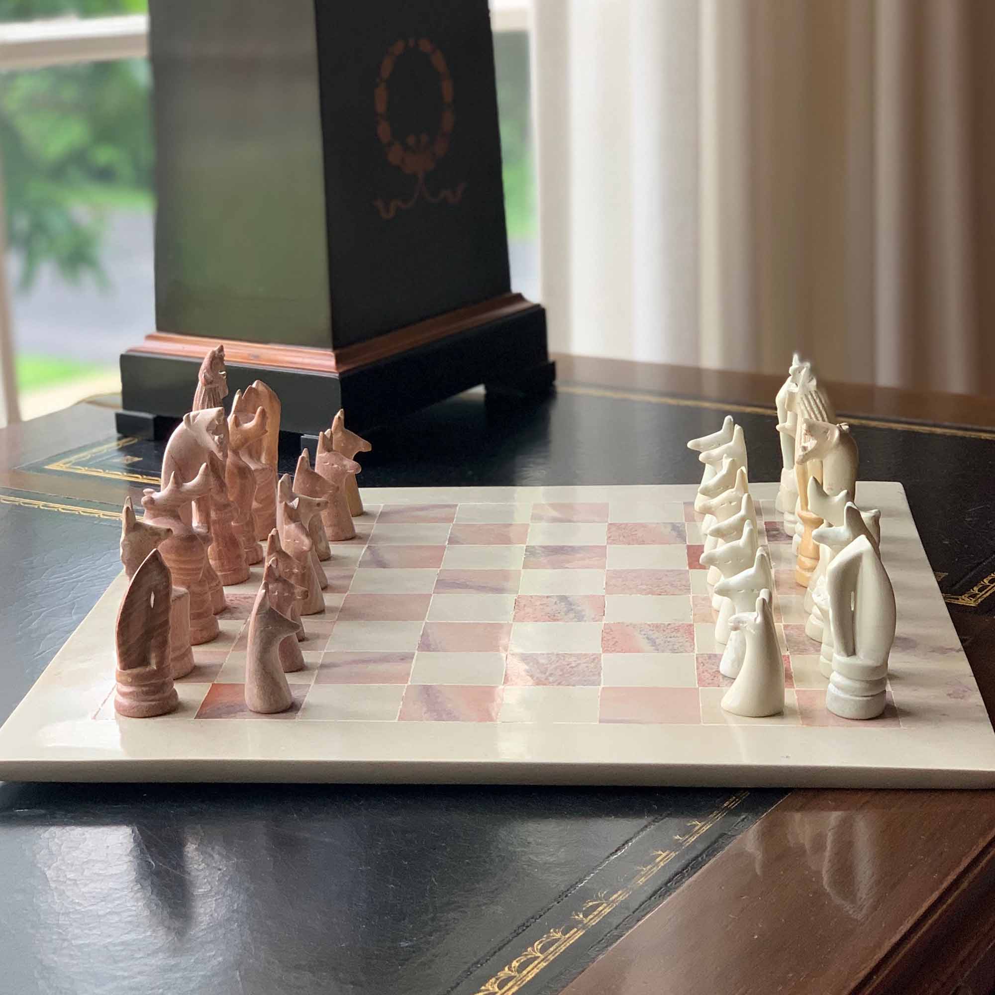 Handcarved Chess Set in Soapstone from Kisii Kenya
