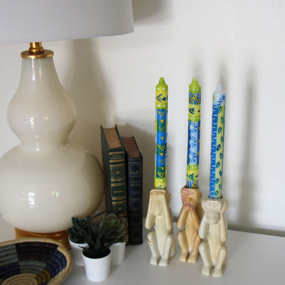 Unscented Hand-Painted Dinner Candles, Boxed Set of 3 (Ihlobo Design)