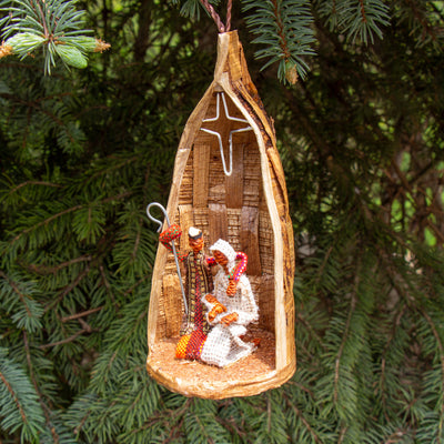 Banana Fiber Holy Family Nativity Christmas Ornament