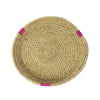 Hand-woven Palm Tray Basket with Pink Accent