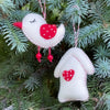 Home is Where the Heart is Bird and House Handmade Felt Ornaments, Set of 2