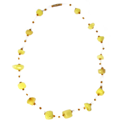 Floating Stone and Maasai Bead Necklace, Yellow