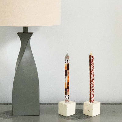 Unscented Hand-Painted Dinner Candles, Set of 2 (Akono Design)
