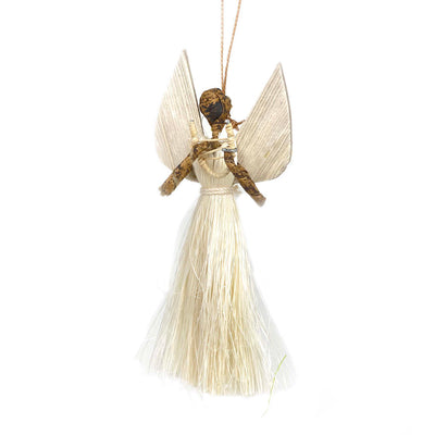 Set of 2 3.5in Sisal Angel Ornaments - Musical