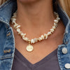 Handmade Shell Choker Necklace with Golden Pendant