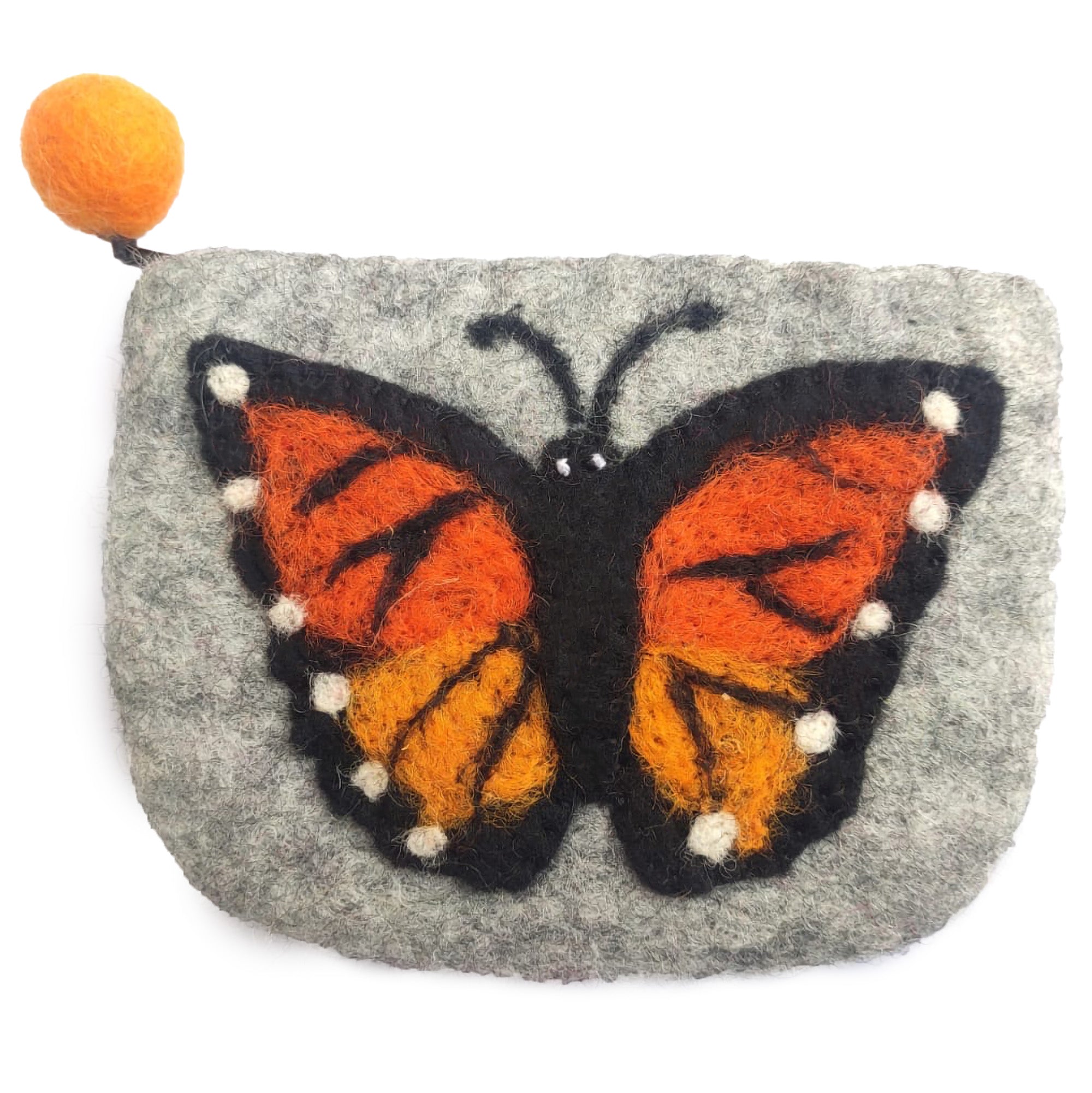 Butterfly Handmade Felt Coin Purse, Monarch