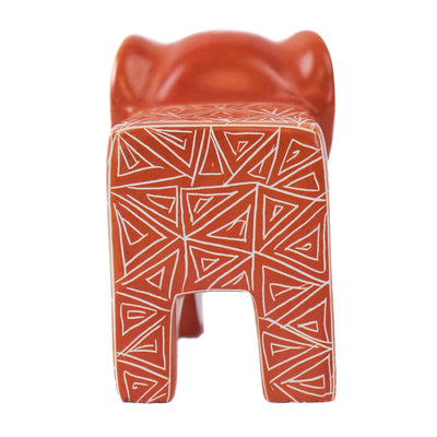 Large Soapstone Happy Elephant 4.5 inches - Orange