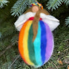 Rainbow Fairies Handmade Felt Ornaments, Set of 2 White and Blue Winged