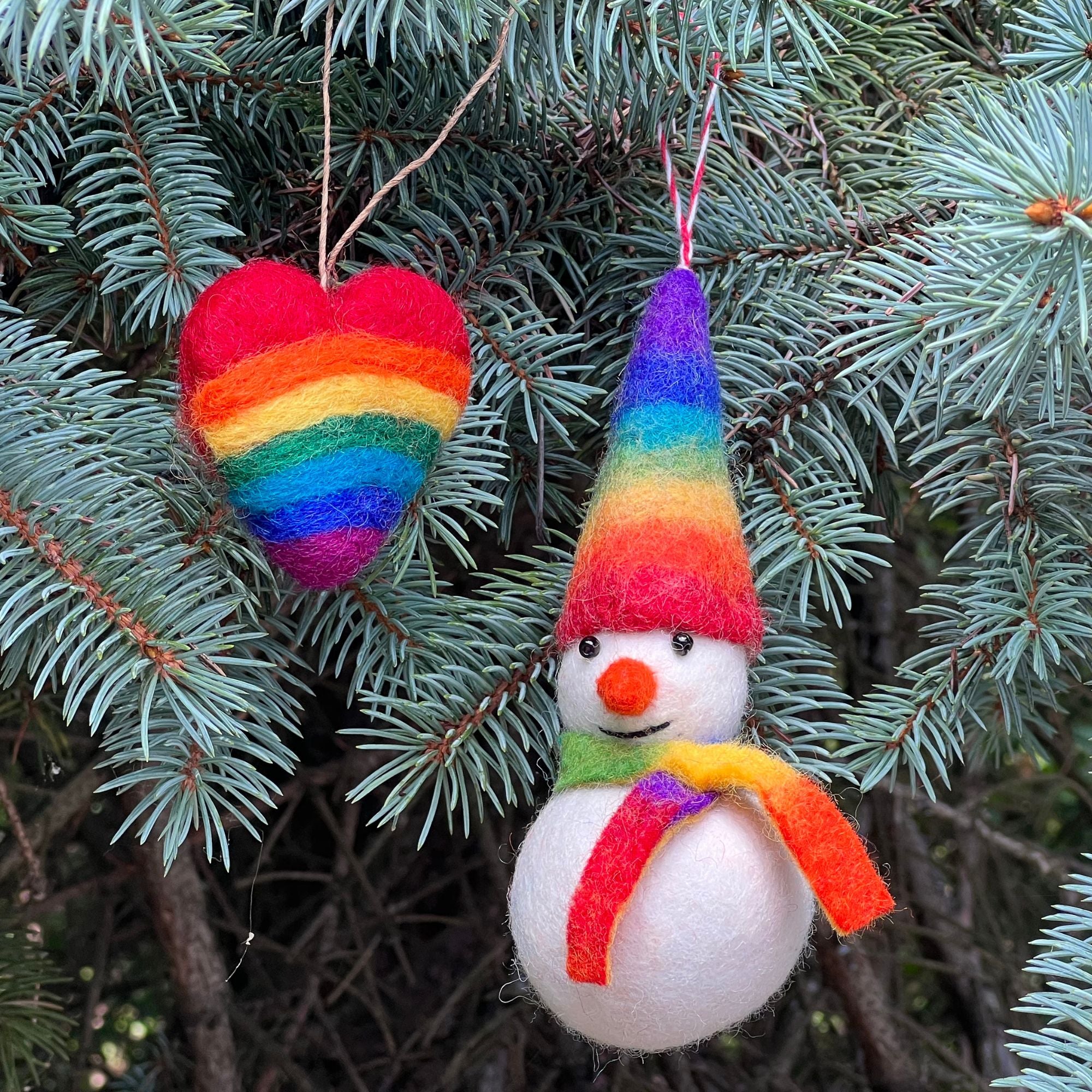  Handmade Felt Hearts, Christmas Tree Ornaments