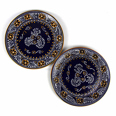 Encantada Handmade Pottery 11.75" Set of 2 Dinner Plates, Blue