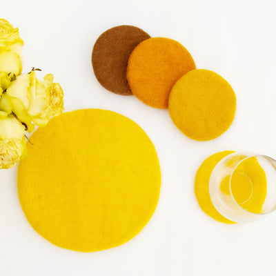 Handcrafted Felt Macaroon Trivet & Coaster Gift Set in Honey Bee Yellow